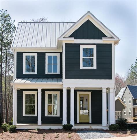 paint color schemes one story house ranch gray metal roof|grey one story house exterior.